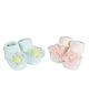 Kidofash Pack Of 2 Flower Detailed Embellished Socks - Green & Pink