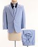 Noddy Coat Full Sleeves Lapel Collared & Cubes Printed 5 Piece Coat Suit Set - Light Blue