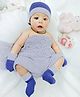 BHARATASYA 100% Cotton Knitted Cap Mittens & Socks Set - Blue- Diameter 30 Cms
