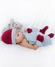 BHARATASYA 100% Cotton Knitted Cap Mittens & Socks Set - Maroon
