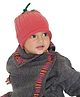 BHARATASYA Fruit Pattern Detailed Beanie Cap - Orange