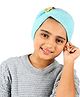 BHARATASYA Handknitted & Flower Detailed Woolen Ear Warmer Headband - Turquoise Blue