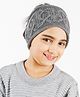 BHARATASYA Cable Knit Woolen Ear Warmer Headband With Rolled Edges - Grey
