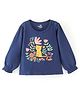 Doodle Poodle 100% Cotton Knit Full Sleeves Top Floral Pink - Navy Blue