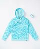 Ed-a-Mamma Sustainable Cotton Full Sleeves Marble Print Hooded Sweatshirt - Blue