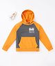 Ed-a-Mamma Sustainable Cotton Full Sleeves Text Printed Hooded Sweatshirt - Orange