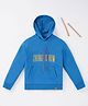 Ed-a-Mamma Cotton Sustainable Full Sleeves Winter Wear Hoodie Text Print - Blue