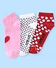 Pine Kids Low Ankle Length Socks Heart Design Pack of 3 - Red Pink & White