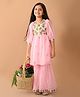 Lilpicks Couture Three Fourth Balloon Sleeves Floral Embroidered Kurta With Coordinating Sharara - Pink