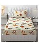 Filymore Animal Printed Single Bedsheet with 1 Pillow Cover-Offwhite