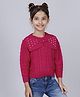 JoE Hazel Full Sleeves Pearl Detailed Bow Embellished  Pullover Sweater - Pink