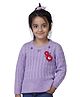 JoE Hazel Full Sleeves Daffodil Detailed Woven Design Pullover Sweater - Lavender