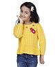 JoE Hazel Full Sleeves Daffodil Detailed Woven Design Pullover Sweater - Yellow