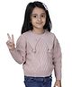 JoE Hazel Full Sleeves Peter Pan Collar Pearl Embellished & Wooven Detailed  Pullover Sweater - Onion Pink
