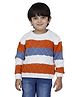 JoE Hazel Full Sleeves Woven Design Detailed Colour Blocked Sweater - Orange