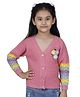 JoE Hazel Full Sleeves Flower Applique Detailed Floret Cardi Pullover - Pink