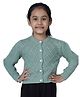 JoE Hazel Full Sleeves Pearl Embellished Wooven Detailed  Cardigan - Sea Green