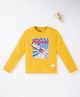 Ed-a-Mamma Full Sleeves Sustainable Cotton T-Shirt Rocket & Text Print - Yellow