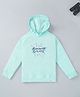 Ed-a-Mamma Cotton Sustainable Full Sleeves Winter Wear Hoodie Text Print - Aqua