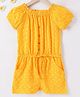 Ed-a-Mamma Sustainable Half Sleeves Jumpsuit Polka Dots Printed - Mustard