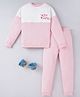 Ed-a-Mamma Sustainable Cotton Full Sleeves Color Block Tee with Lounge Pant - Pink