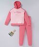 Ed-a-Mamma Sustainable Full Sleeves Hoodie & Jogger Set Text Print - Pink