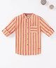 Ed-a-Mamma Sustainable Cotton Full Sleeves Striped Shirt - Red & Orange