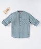 Ed-a-Mamma Cotton Woven Sustainable Full Sleeves Seer Sucker Striped Shirt - Blue