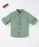 Ed-a-Mamma Sustainable Denim Cotton Full Sleeves Solid Shirt - Olive Green