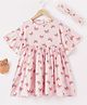 Ed-a-Mamma Rayon Sustainable Half Sleeves Dress Butterfly Print - Pink