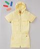 Ed-a-Mamma Half Sleeeves Sustainable Zipper Hooded Jumpsuit Solid Colour - Yellow