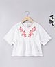 Ed-a-Mamma Cotton Sustainable Half Sleeves Top Floral Print - White