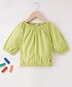 Ed-a-Mamma Sustainable Cotton Balloon Sleeves Crop Top Solid- Green