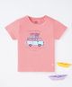 Ed-a-Mamma Sustainable Cotton Half Sleeves Travel Printed T-Shirt - Pink