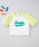 Ed-a-Mamma Sustainable Cotton Raglan Sleeves Text Embroidered  T-Shirt - Green & White