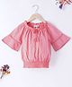 Ed-a-Mamma Half Bell Sleeves Pom Pom Lace Detailing Self Design Top - Pink