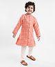 Babyhug Full Sleeves Brocade Kurta Pyjama Set - Orange