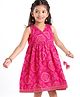 Babyhug 100% Cotton Sleeveless  Bandhani Printed Ethnic Overlap Dress - Fuschia