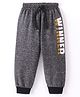 Teddy Slub Jersey Full Length Lounge Pant With Text Print - Black