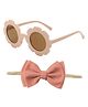 Bembika Sunglasses And Headband For Kids Baby Girls Stylish Eye wear With Matching Headband Combo -Flower Peach