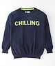 Smarty Boys 100% Premium Cotton Full Sleeves Text Print - Navy Blue