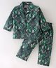 Dapper Dudes Full Sleeves Abstract  Printed Shirt With Coordinating Pajama Night Suit - Green