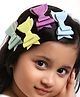 Aye Candy Set Of 4 Small Bows Applique Shimmer Detailed Alligator Clip - Purple Teal Yellow Blue