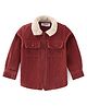Babyhug 100% Cotton Full Sleeves Fur Collar Solid Corduroy Shirt with Front Zipper - Red