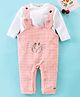 Mom's pet Full Sleeves Kitten Face Embroidered &  Graph Checked Mock Style Pre Winter Romper -  Orange