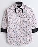 Polka Tots Full Sleeves Floral Abstract Printed With Attracted  Dual Bow Tie Party  Shirt - Light Pink