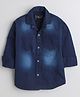 Polka Tots  Full Sleeves Wash Effect Denim Shirt - Blue