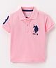 US Polo Assn Cotton Knit Half Sleeves T-Shirt Logo & Number Embroidery - Pink