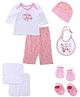 Montaly Cloth Gift Set Sheep & Heart Print Pink White  - 8 Pieces