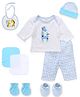Montaly Cloth Gift Set Jiraffe & Sparrow Print Blue White - 8 Pieces